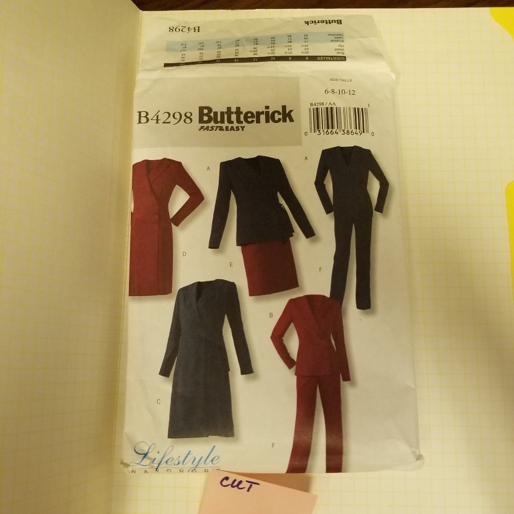 ✅B4298 Butterick Jacket Dress Skirt Pants Pattern S